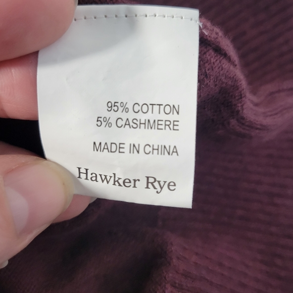 Men's Hawker Rye Cotton Cashmere 1/4 zip sweater Burgandy Size L - Picture 7 of 8